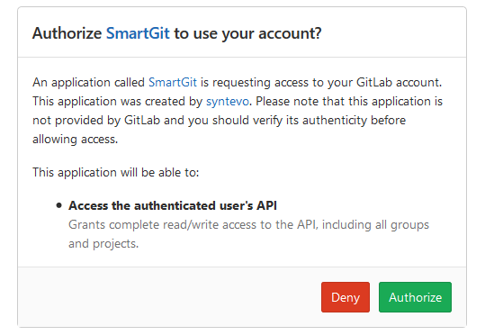 GitLab authorization in browser