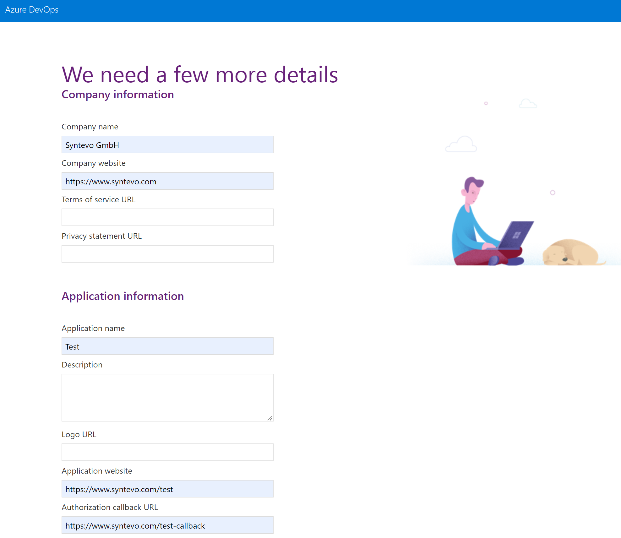 Azure DevOps application create step 1